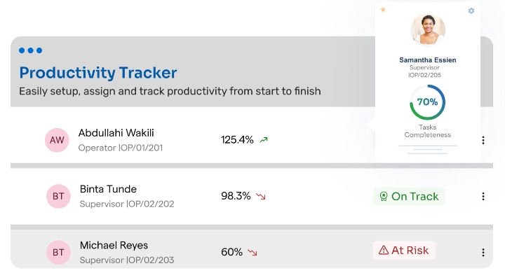 Seamless productivity tracker interface